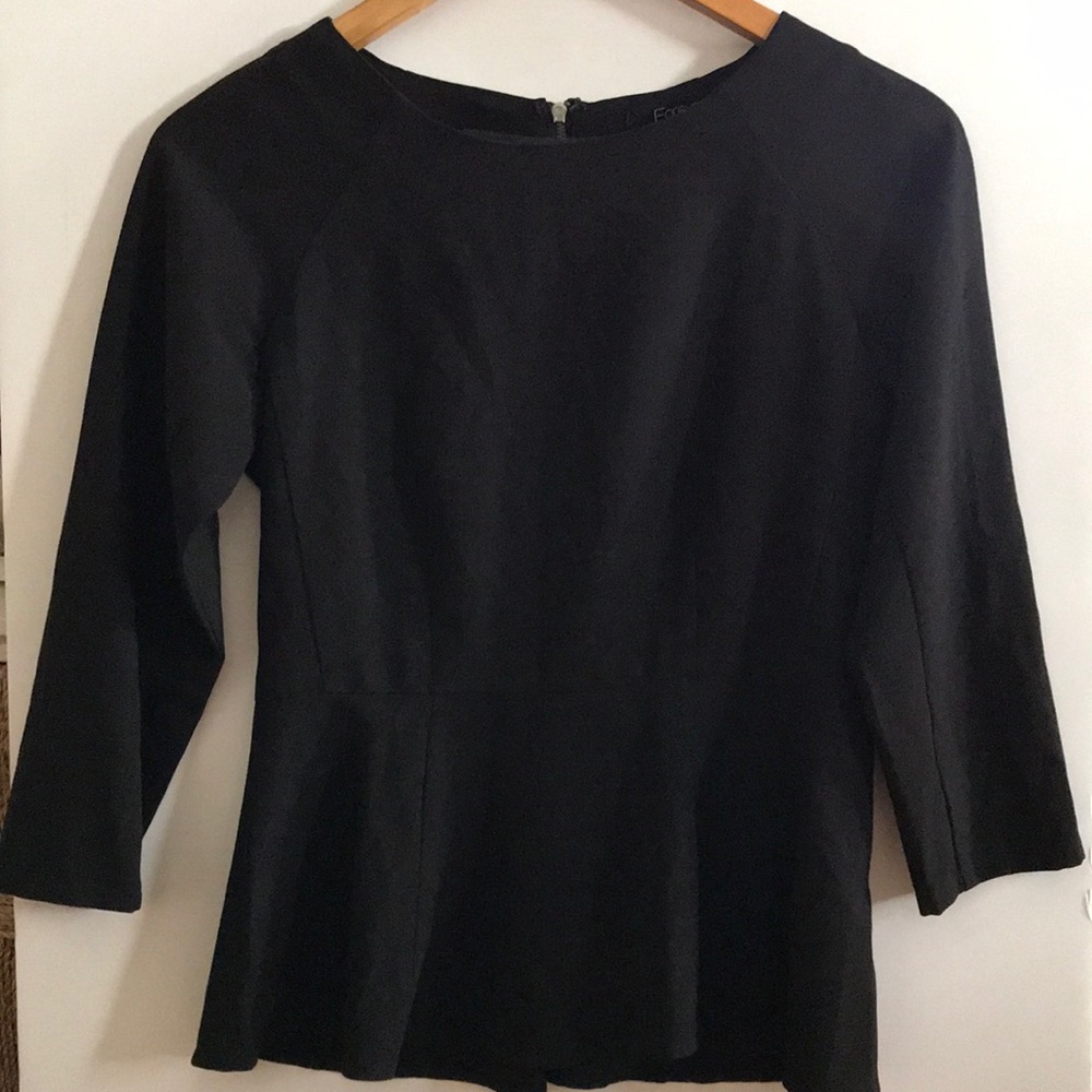F21 black peplum top